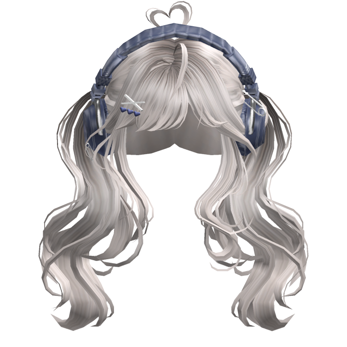 Cute Wavy Pigtails w/Headphonnes (Silver)