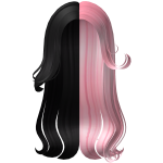 Long Elegant Old Money Hair in Black w/ Pink