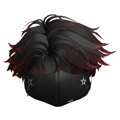 Stylish Short Hair w/ Mask in Black&Red Roblox item