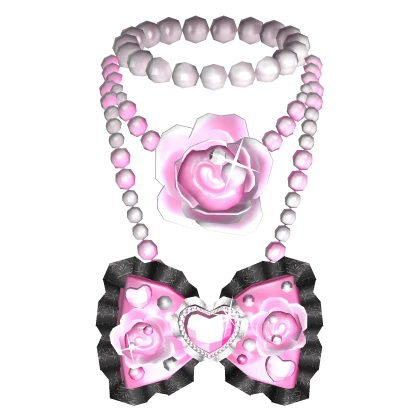 Hime Gyaru Rose Necklace in Pink and Black | Roblox Item
