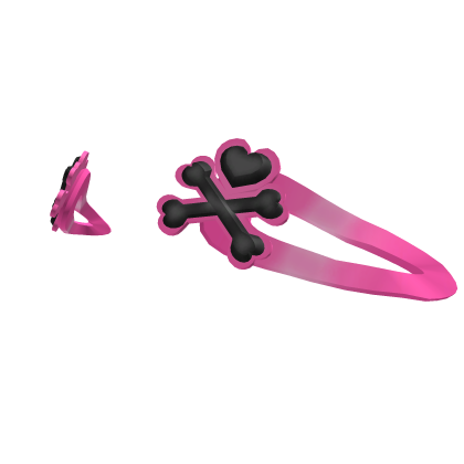 Hot Pink Heart Skeleton Hairclips