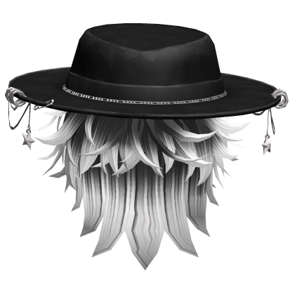 Tilted Wolfcut Pierced Sun Hat Messy Hair White