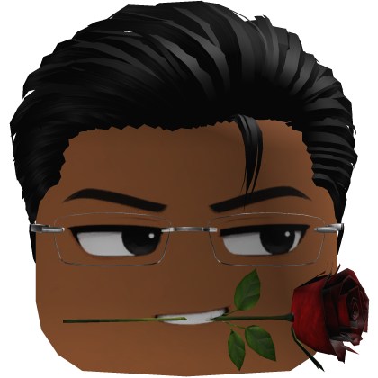Black Slickback Cuteboy w/ Glasses & Rose 