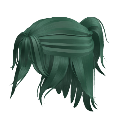 Half Up Anime Boy Hair in Green Roblox item