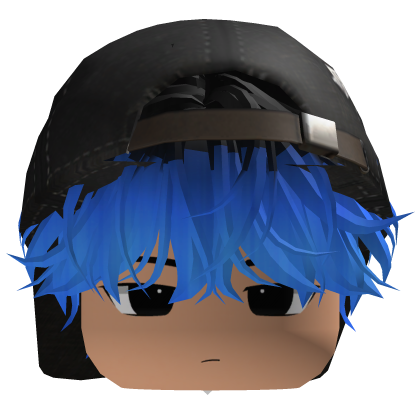  anime Emo Flufy Hair Cute Black Blue Hair Roblox item