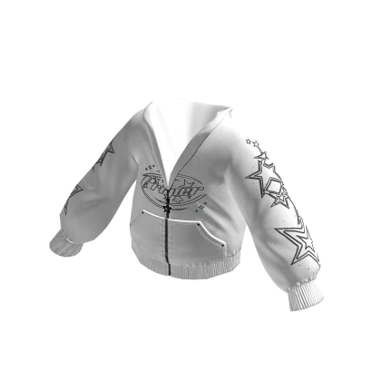 Y2K Hoodie Half Zip Jacket Drip Star Proper White | Roblox Item