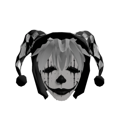 [Animated] Dark Emo Harlequin Mask Hair WHITE Roblox item