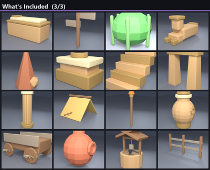 Low Poly Desert Ruins Pack x50 Pyramid Oasis preview 3