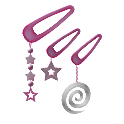 Pink Swirly Star Clips