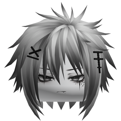 Silver Messy Emo Boy Hair w Cross Clips