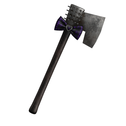 cute scary rusty halloween axe in purple
