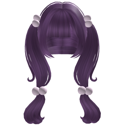 ♡ : kawaii curly purple pigtails w pink bobbles Roblox item
