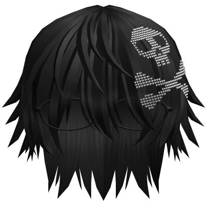 Emo Vkei Moe Boy Hair w Skull + Glasses Black