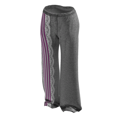 Grey/Pink Striped Lace Sweatpants