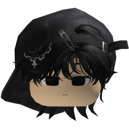Garoto Y2k Fofo Hair Bagunçado Preto com Chapéu Roblox item