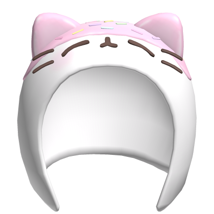 ୨୧ : cute sprinkle kitty icing hood ♡ white Roblox item