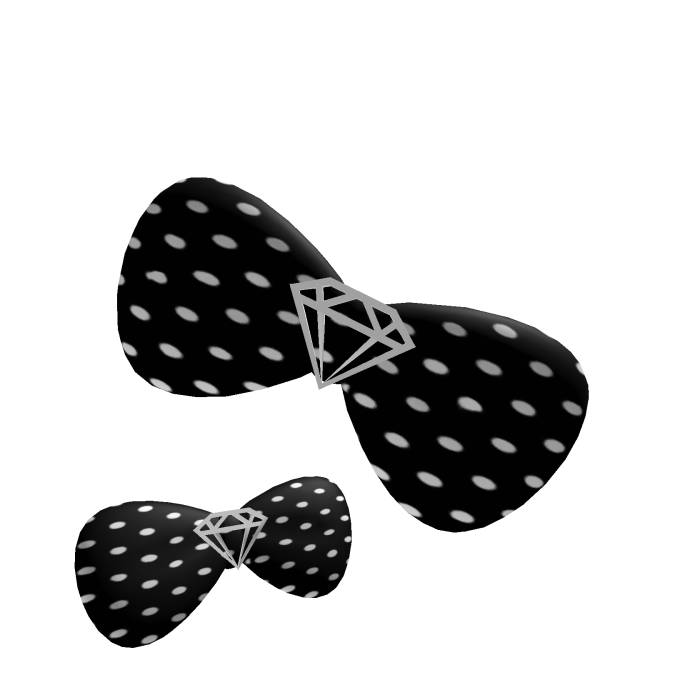 𑣲⋆｡˚ Black/white Polkadot Scene Diamond Bow