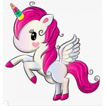 Fluffy pink and purple unicorn group