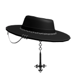 Black Pierced Wide Brim Hat
