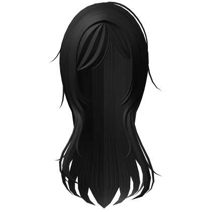 ♡ : long straight messy hair in black Roblox item