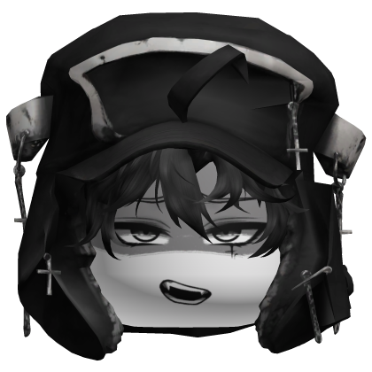 Emo Y2k Gothic Black Hair Boy w/ Hat