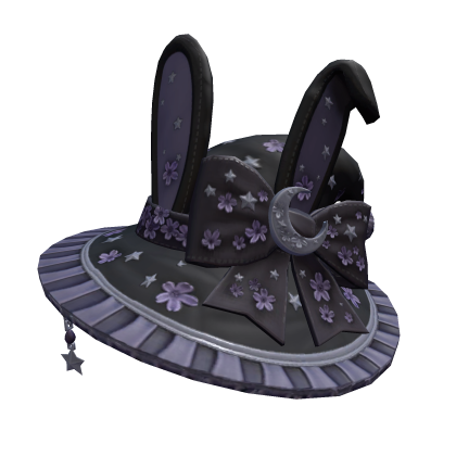Black Floral Bunny Witch Hat Roblox item