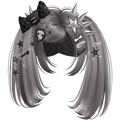♡ Scene Spiky Moe Pigtails (Grey)