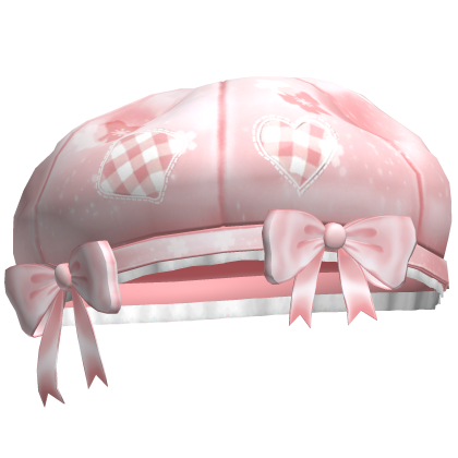 Kawaii Patchwork Bow Beret Pink