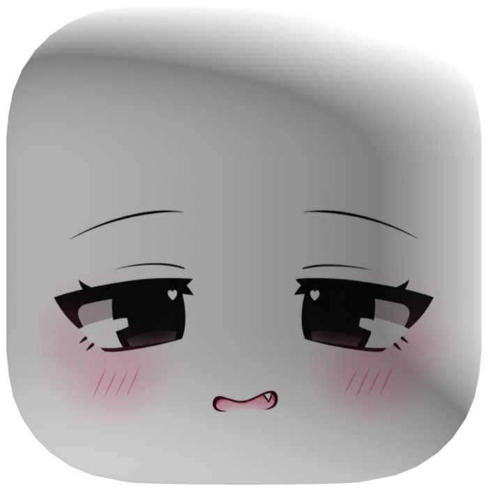 Chibi Cute Blushing Anime Face - White