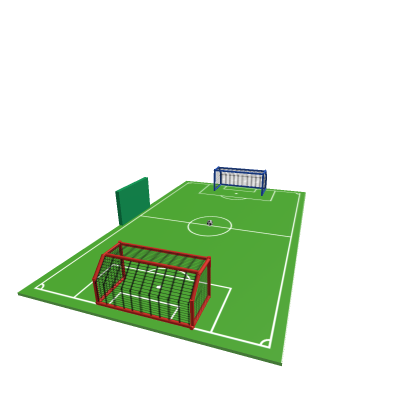 Working football field with score