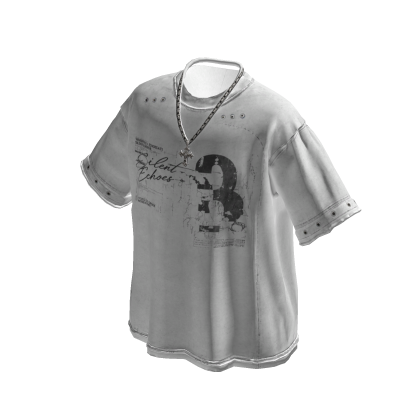 Y2K Streetwear Graphic Tee w/ Necklace (White)