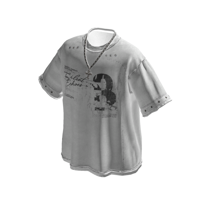 Y2K Streetwear Graphic Tee w/ Necklace (White)