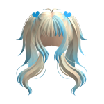Blonde Long Wavy Cute Pigtails w/ Hearts - RBCs
