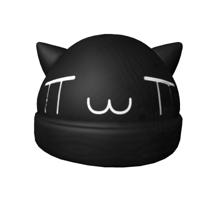 Kawaii crying cat beanie black