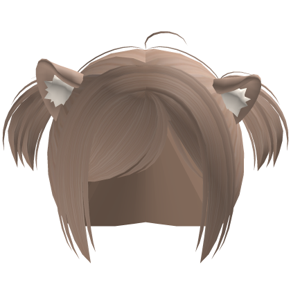 ノ ♡ short tea brown pigtails cat ears hair ꒱ Roblox item