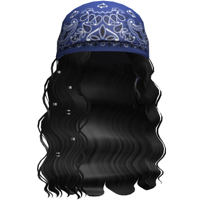 Crimped Waves W/ Boho Bandana Black V2 Roblox item