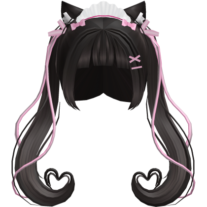anime neko maid heart ponytails w/ cat ear (brown)