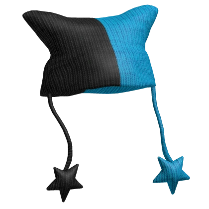 black & blue grunge y2k cat ear knit beanie | Roblox Item