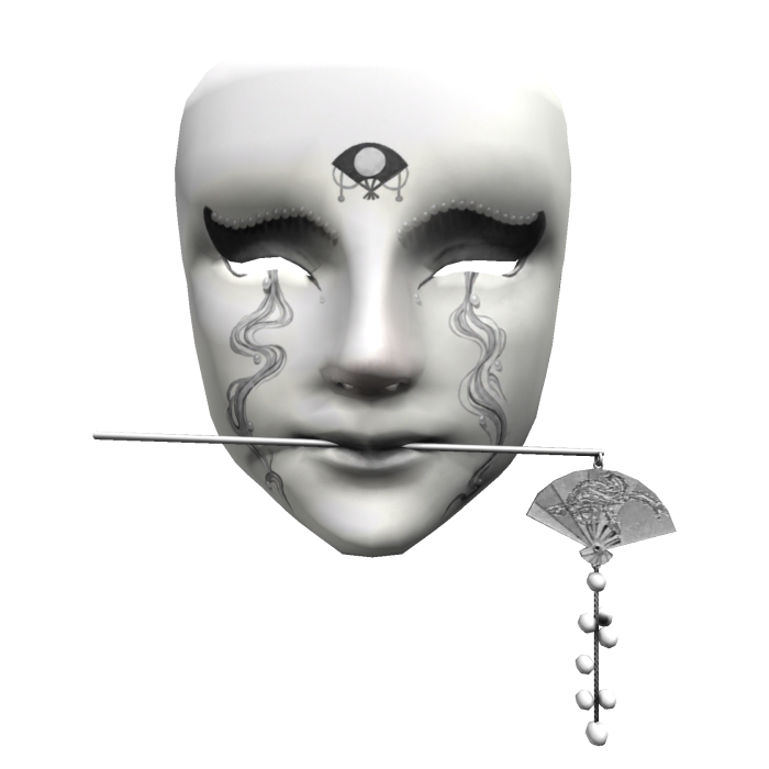 Tears Hanfu Mask - Silver Fan Hairpin [Black]
