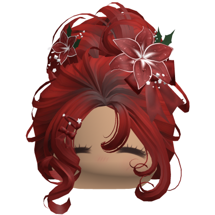 ♡ Christmas Flowery Bun Updo (Red)