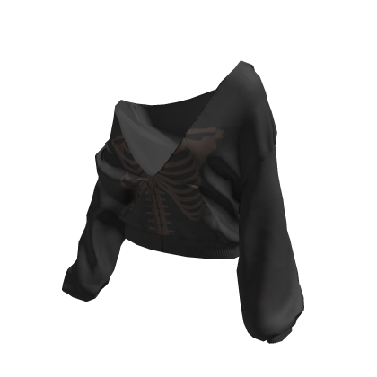 Skeleton Pullover Baggy Hoodie Black&Brown