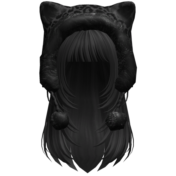 Black Straight Layered Hair w Kitty Hood