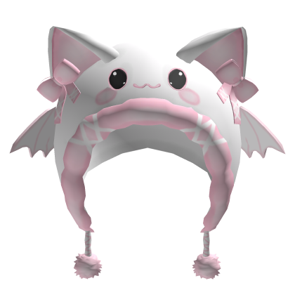 Cute Halloween Bat Cat Hood - White and Pink