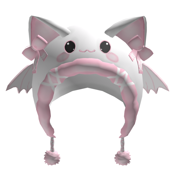 Cute Halloween Bat Cat Hood - White and Pink