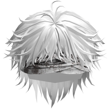 White Messy Anime Boy Hair w/ Bandages Roblox item