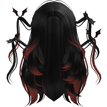 Long Halloween Bat Hair (Black & Red) Roblox item
