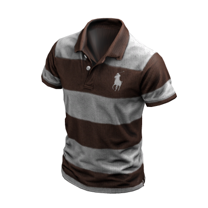 Brown Striped Y2K Streetwear Polo Shirt