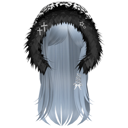 White Snow Leopard Hood Girl Sky Blue