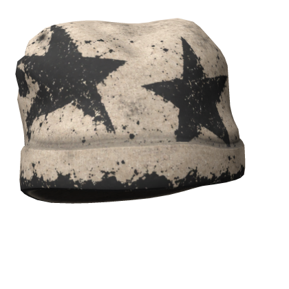 Cream Washed Grunge Stars Beanie
