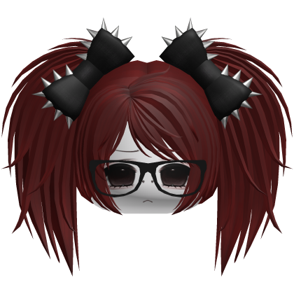 Gothic Moe Vkei Red Messy Pigtails /w Glasses